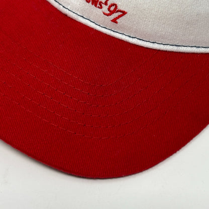 Vintage 90s Bay Meadows Racetrack Hat Baseball Cap Horse Racing Strapback Blue