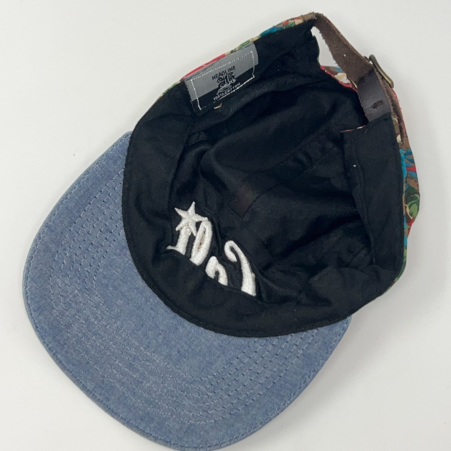 Cali Camp Hat Baseball Cap California Floral Lightweight 5 Panel Strapback Blue