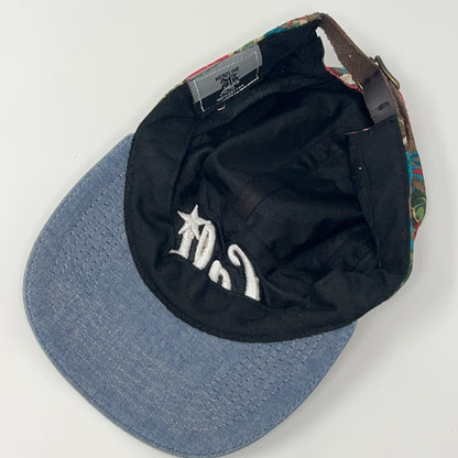 Cali Camp Hat Baseball Cap California Floral Lightweight 5 Panel Strapback Blue