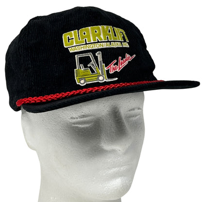 Vintage Clarklift Forklifts Hat Cap Black 80s Washington Alaska Snapback Rope
