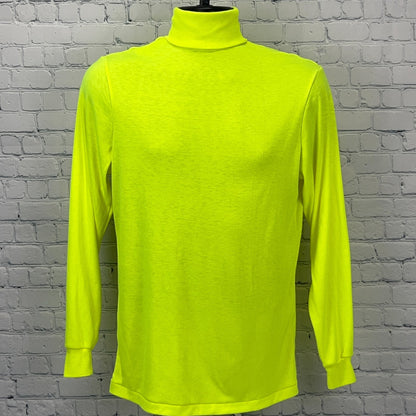 Vintage 90s Medalist Turtleneck T Shirt S Small Fluorescent Neon Yellow LS Ski