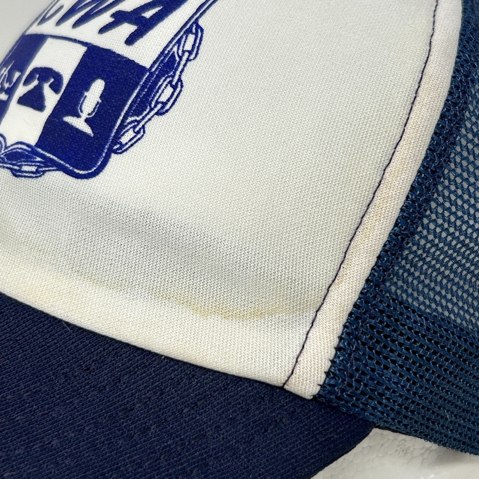Vintage 80s CWA Communications Workers Trucker Hat Baseball Cap Snapback Blue - Neon Vintage