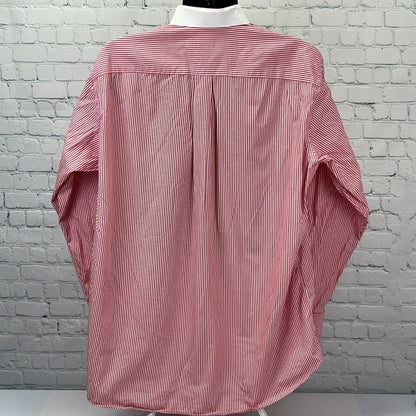 Hemrajani Brothers Dress Shirt 2XL XXL French Cuff Eyelet Collar Red Stripe