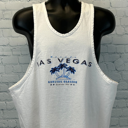 Vintage 90s Las Vegas Tank Top Shirt Casino Gambling Gambler White XL X-Large