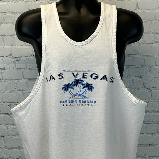 Vintage 90s Las Vegas Tank Top Shirt Casino Gambling Gambler White XL X-Large