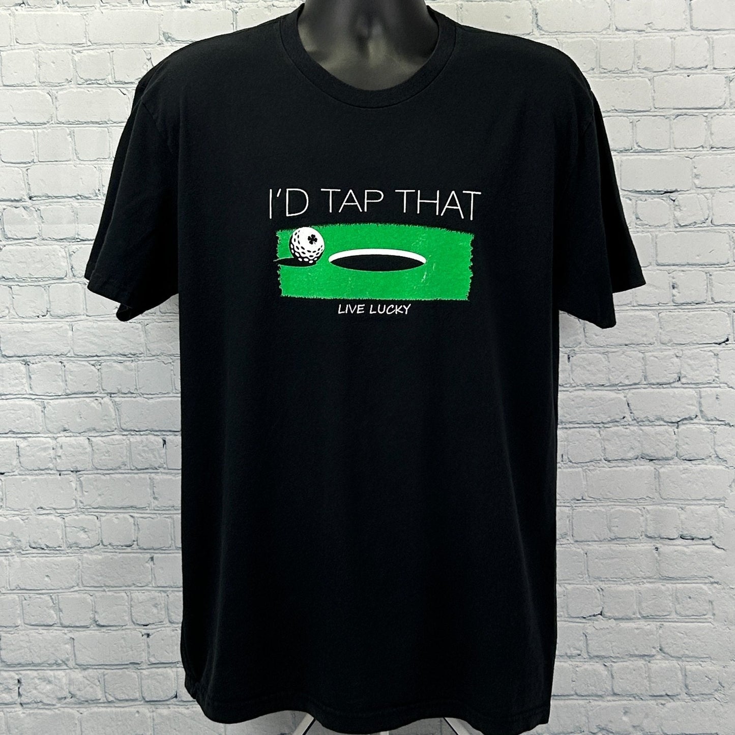 Black Clover I'd Tap That T Shirt Live Lucky Golfer Golfing Black Tee L Large