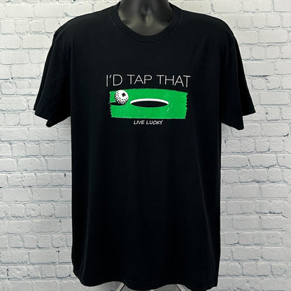 Black Clover I'd Tap That T Shirt Live Lucky Golfer Golfing Black Tee L Large