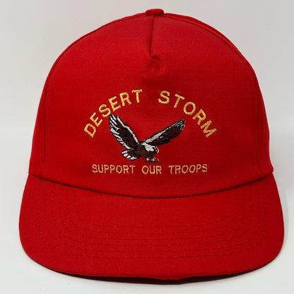 Vintage Operation Desert Storm Hat Cap Red 90s War Military Troops Snapback
