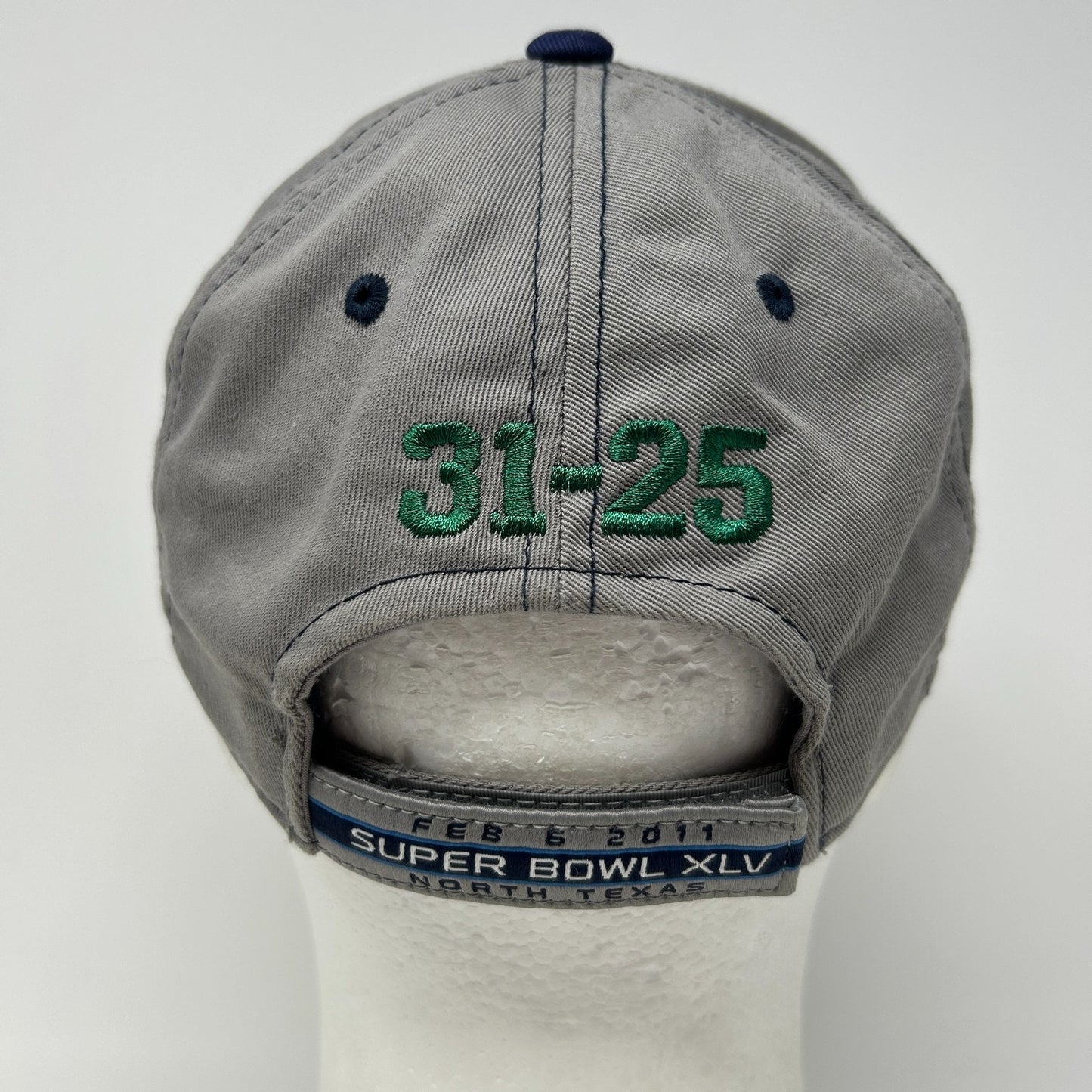 Super Bowl XLV Hat Baseball Cap Green Bay Packers Reebok NFL Strapback Gray - Neon Vintage