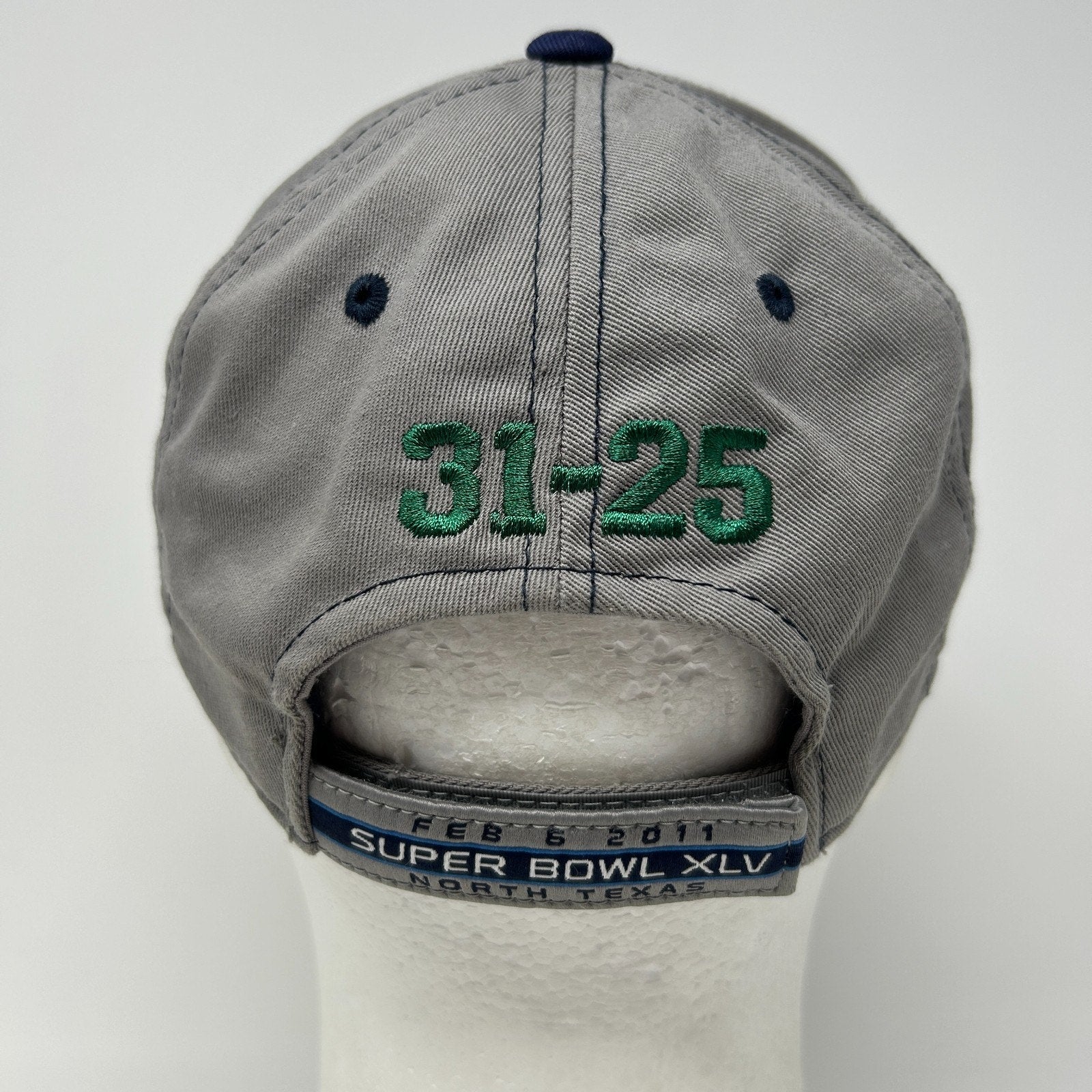 Super Bowl XLV Hat Baseball Cap Green Bay Packers Reebok NFL Strapback Gray - Neon Vintage