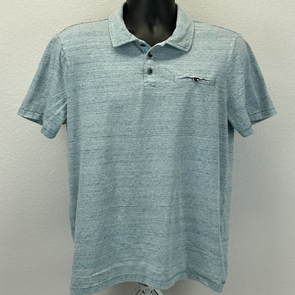 Rock & Republic Polo Shirt Short Sleeve Pocket Striped Blue L Large