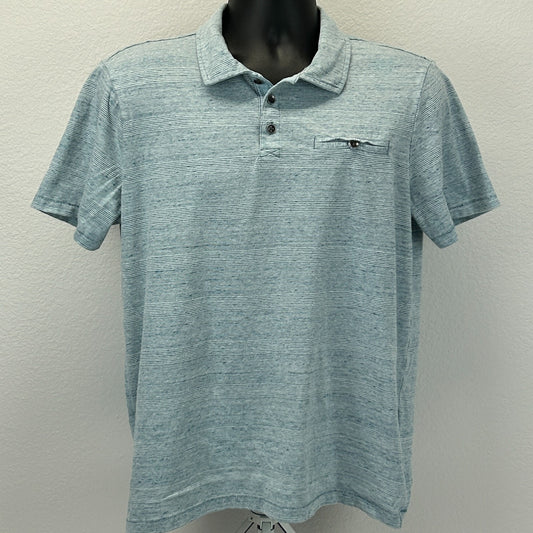 Rock & Republic Polo Shirt Short Sleeve Pocket Striped Blue L Large - Neon Vintage