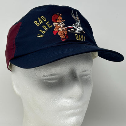 Vintage 90s Bad Hare Day Bugs Bunny Camp Hat Baseball Cap 5 Panel Strapback Blue - Neon Vintage