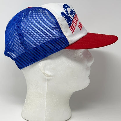 Vintage 80s Knotts Berry Farm Trucker Hat Baseball Cap Atlas Mesh Snapback Blue