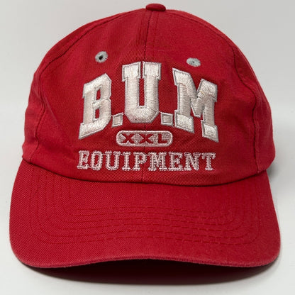 Vintage BUM Equipment Hat Cap Red 80s Logo Snapback 6 Panel