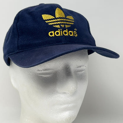Vintage 90s Adidas Trefoil Hat Baseball Cap Logo Blue 6 Panel Snapback