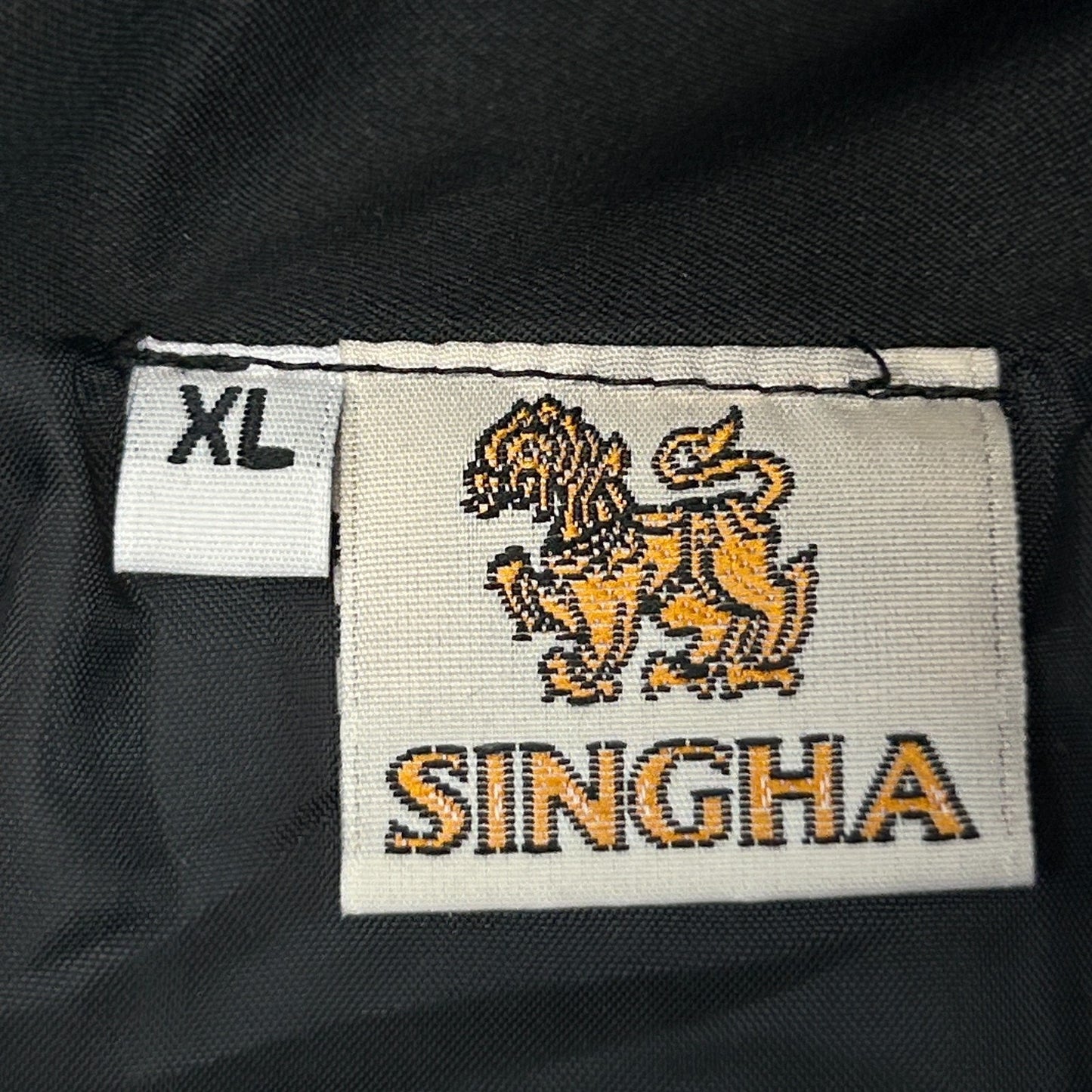 Singha Beer Satin Jacket Thailand Mock Neck Long Sleeve Womens XL X-Large