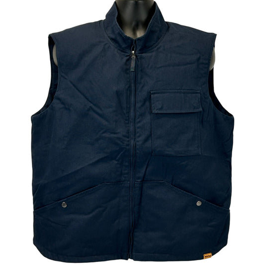 Timberland Canvas Vest Mens XL X-Large Insulated Lined Organic Cotton Navy Blue