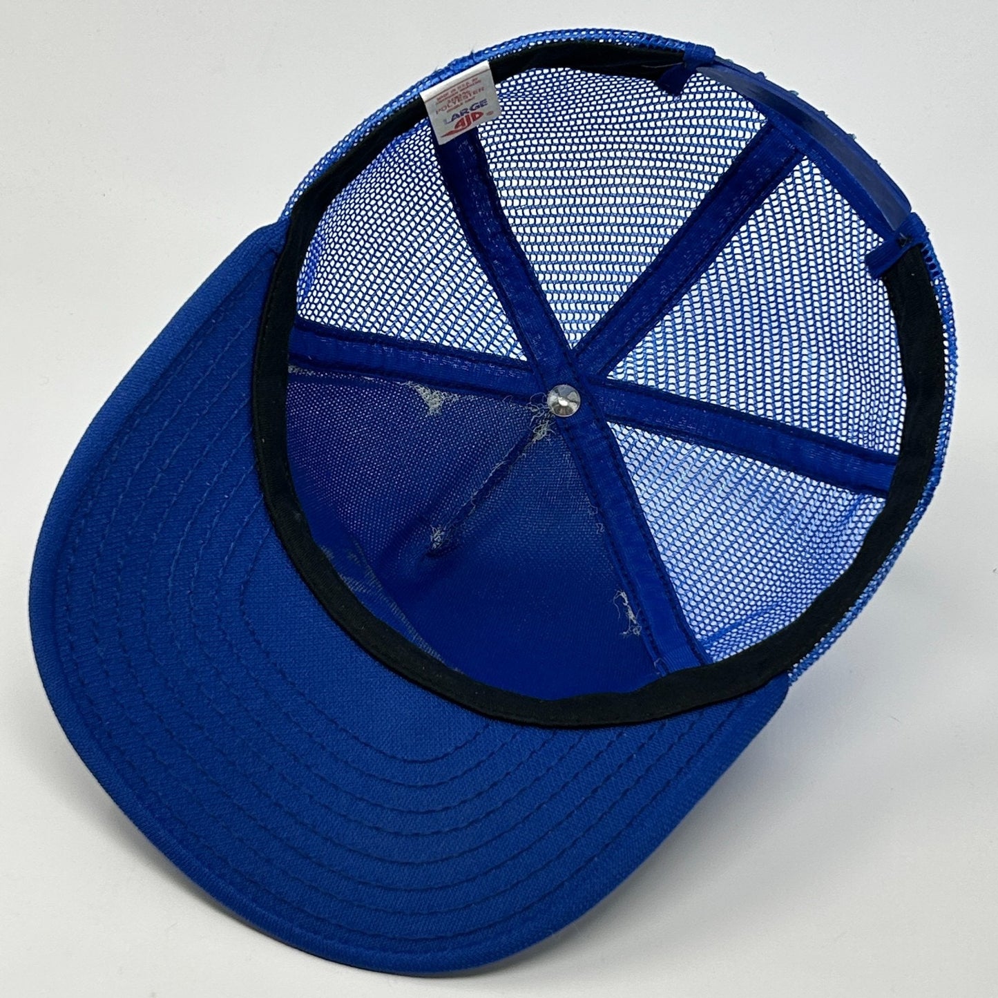 Vintage 80s Atlanta Braves Trucker Hat Baseball Cap MLB AJD Mesh Snapback Blue