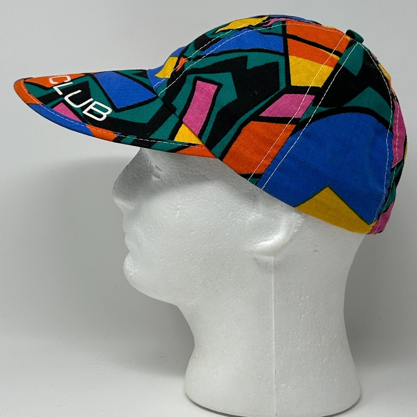 Vintage Beach Club Long Bill Dad Hat Cap Flex Fitted M-L Green 80s Tropical