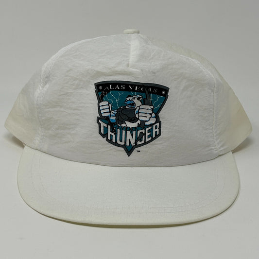 Vintage 90s Las Vegas Thunder Hat Baseball Cap White Ice Hockey Snapback 5 Panel