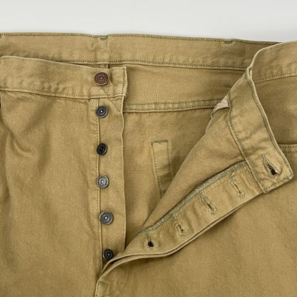 Levis 501 Button Fly Jeans Straight Fit Five Pockets Denim 1212 Beige Tan 44x32