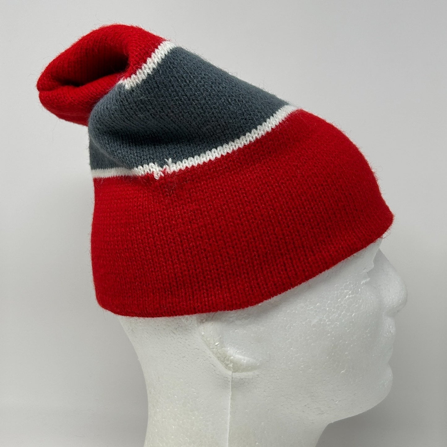 Vintage 80s Beanie Winter Hat Toque Skier Skiing Snowboarding Snowboarder Red