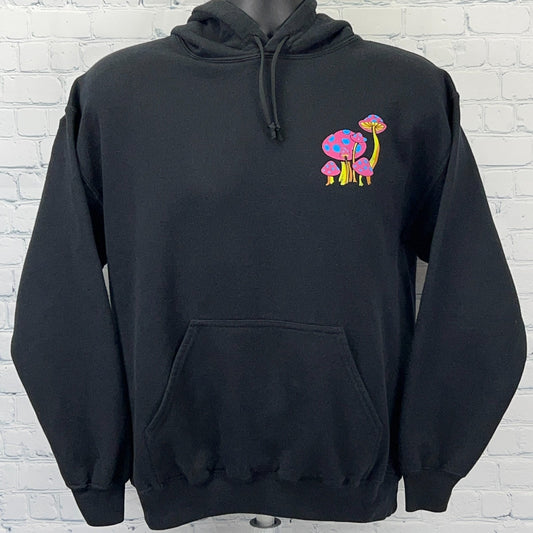 Magic Mushrooms Wizard Hoodie Hooded Sweatshirt Psychedelic ALAB Black S Small
