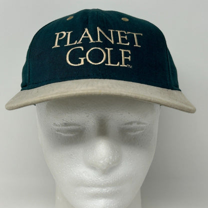 Vintage Planet Golf Baseball Hat Cap Golfing Golfer Strapback Six Panel Green