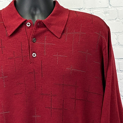 Vintage 90s St Croix Shop Wool Blend Polo Sweater Made In USA Red L Large - Neon Vintage