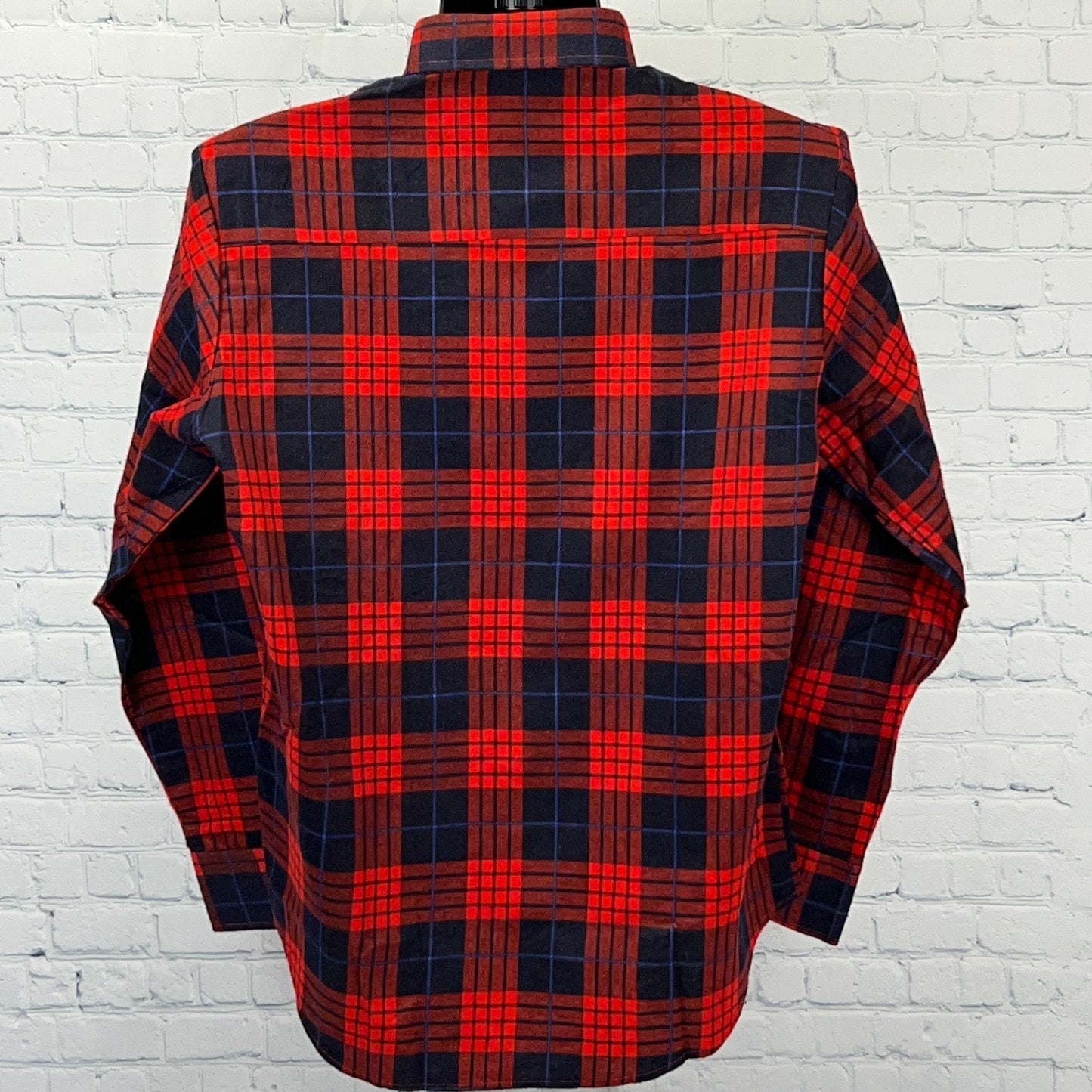 Vintage 90s Woodland Flannel Button Front Shirt L Large Red Plaid Long Sleeve