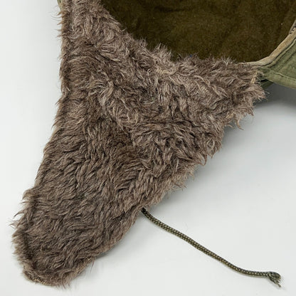 Vintage 1950s US Army M-1951 Field Pile Cap Hat Korean War Olive Green Ear Flaps