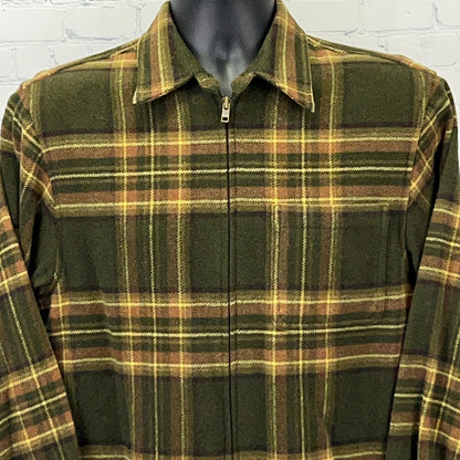 Vintage Jones New York Sport Womens Green Plaid Flannel Zip Shacket NWT M Medium