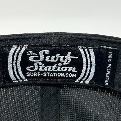 Surf Station St Augustine Florida Hat Cap Surfer Surfing 6 Panel Strapback Black