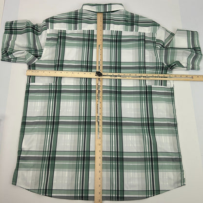 Columbia PFG Super Low Drag Button Front Shirt Fishing SS Plaid Green XL X-Large