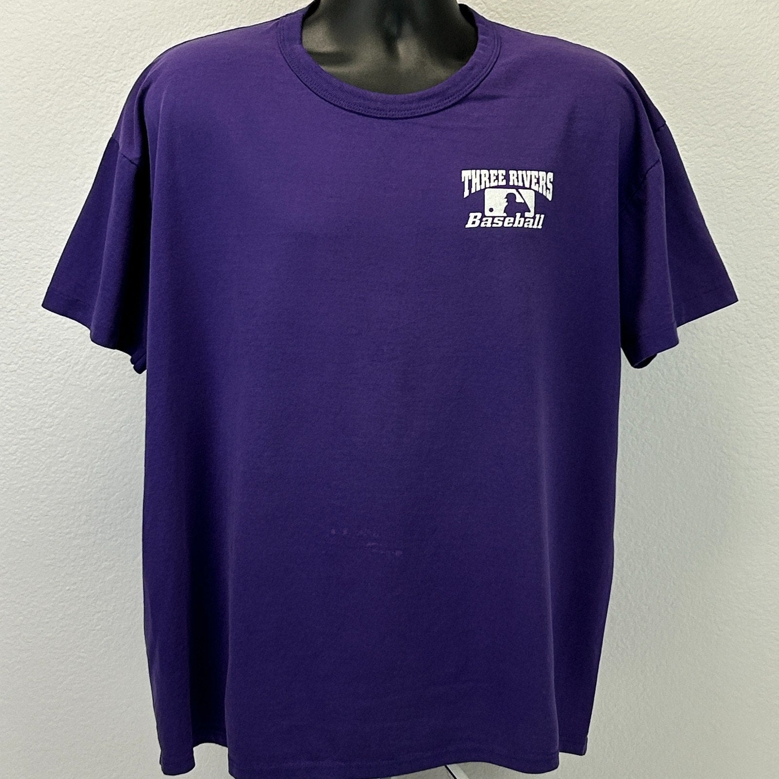 Vintage 90s Three Rivers Baseball T Shirt Short Sleeve USA Purple Tee XL X-Large - Neon Vintage