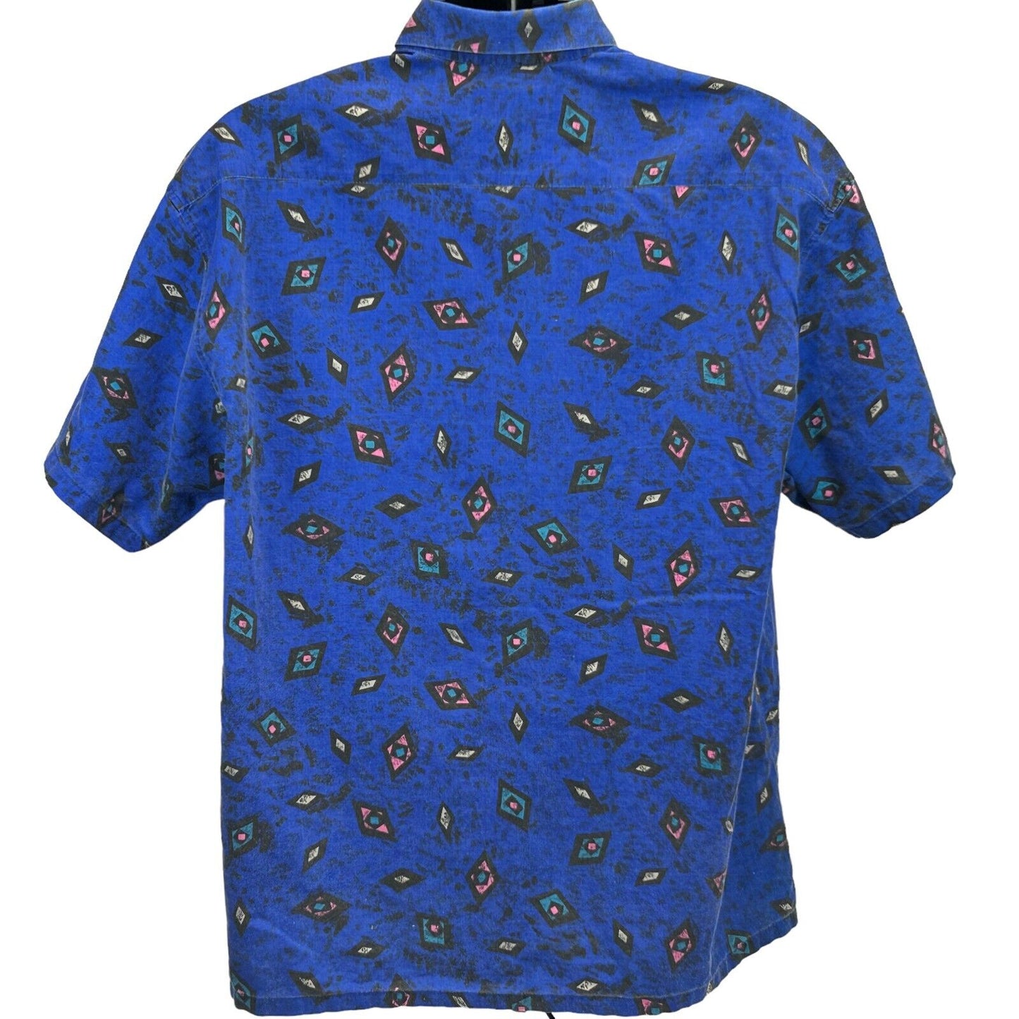 Camisa con botones geométricos de los años 90 para hombre, estilo skater, surfista y surfista, color azul