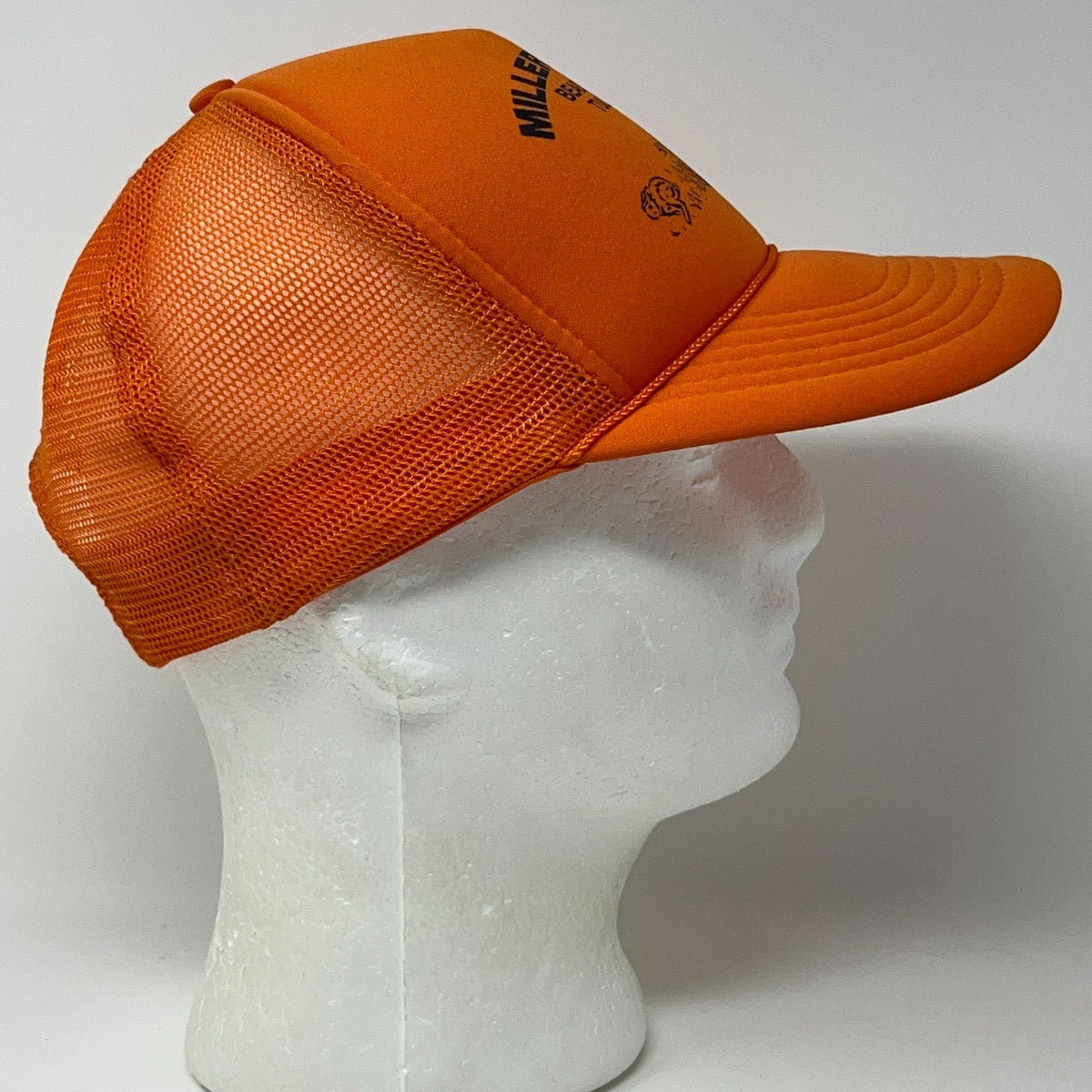 Vintage 80s Miller's River Beagle Club Hunting Orange Trucker Baseball Hat Cap
