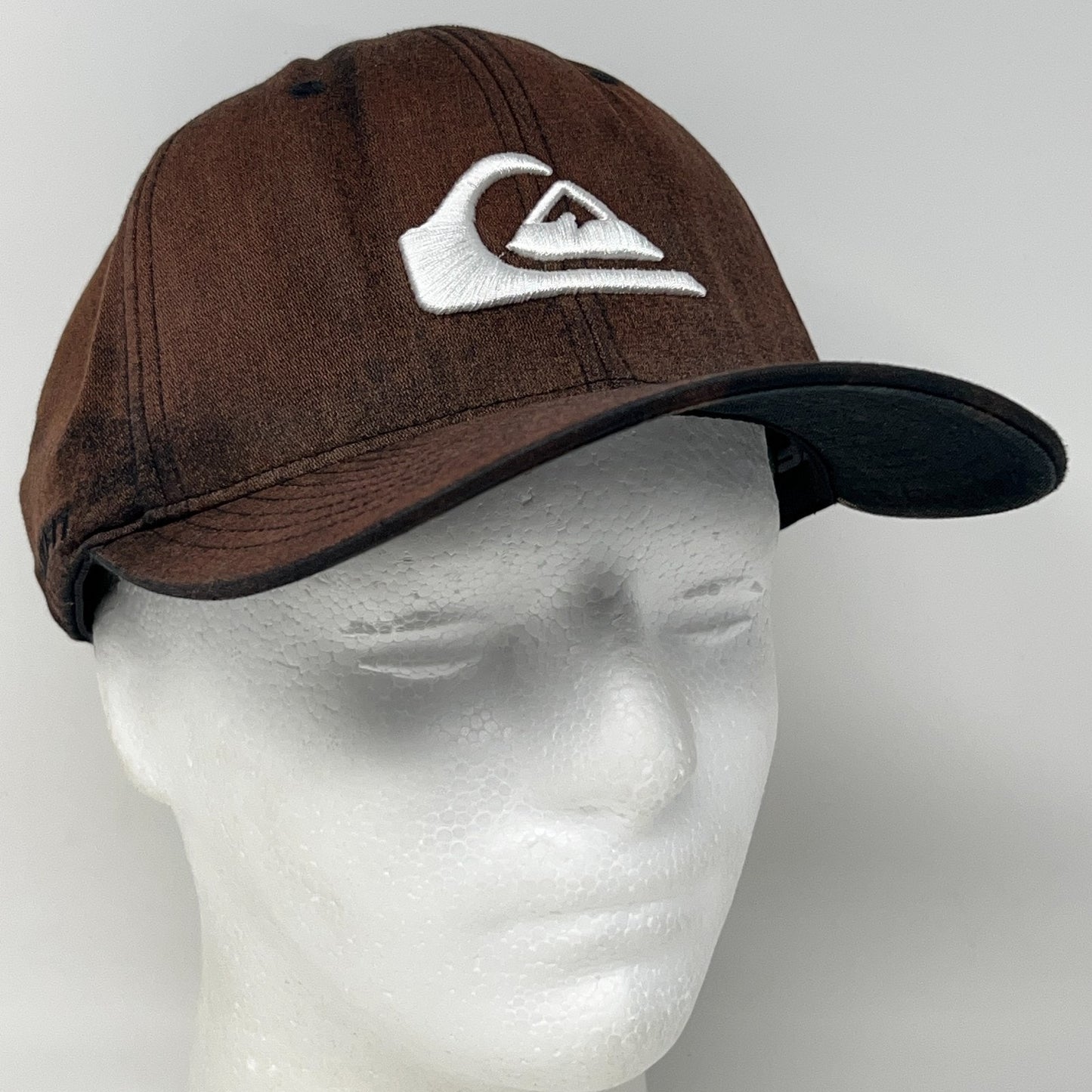 Quiksilver Hat Baseball Cap Surfer Surfing Bleach Spotted Brown FlexFit L-XL
