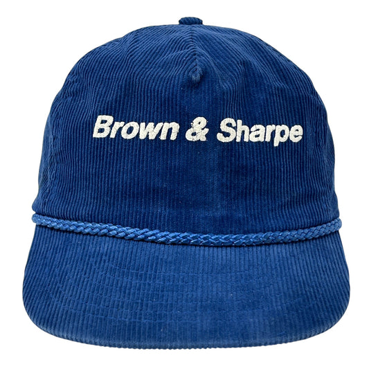 Vintage 80s Brown and Sharpe Hat Cap Metrology Corduroy Rope Cord Strapback Blue