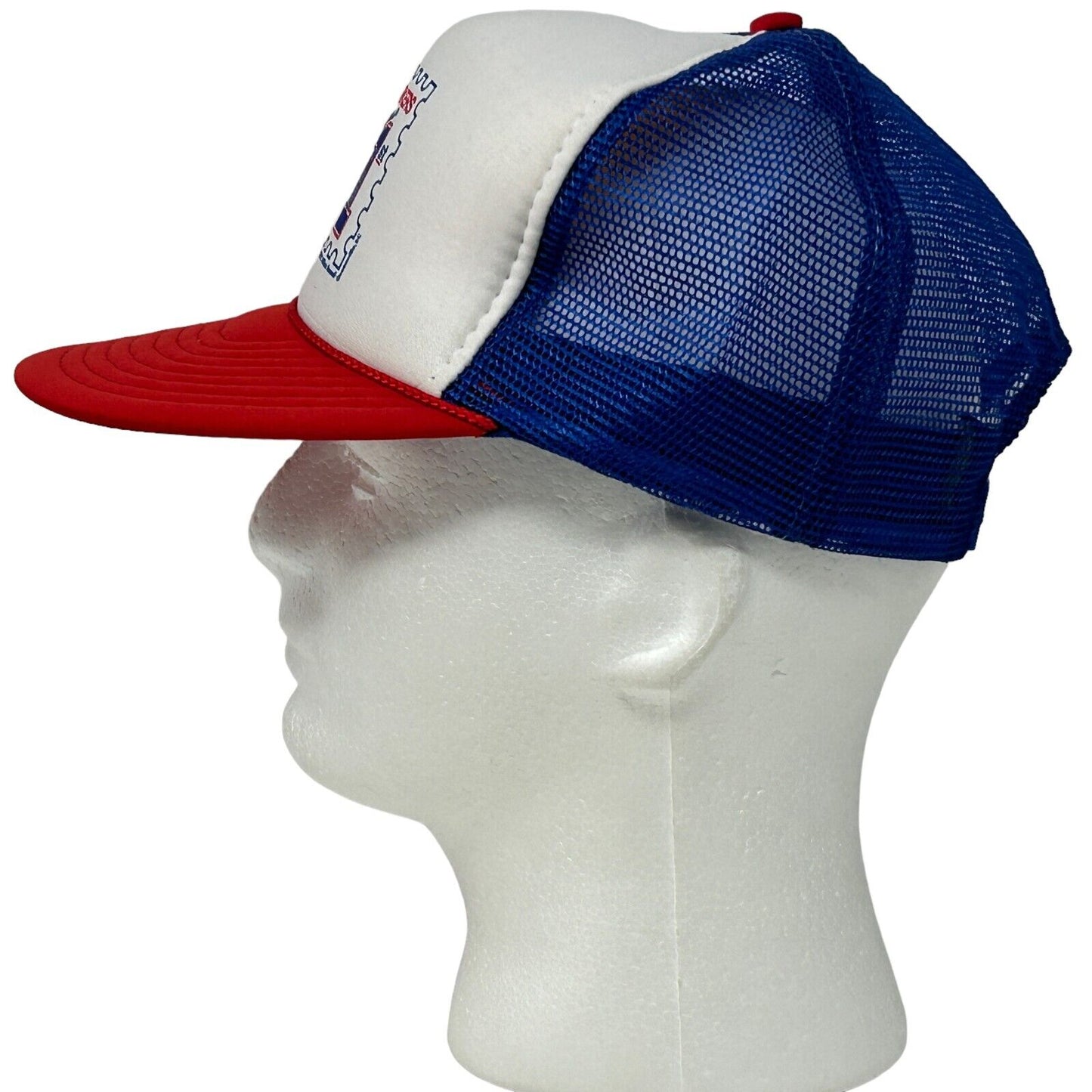 Gorra de camionero con el lema "Los trabajadores postales lo hacen toda la noche" Gorra de béisbol azul vintage de los años 90