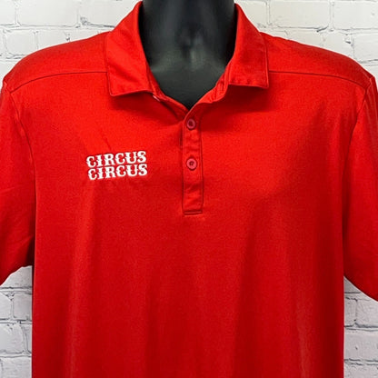 Circus Circus Casino Polo Shirt XL X-Large Red Las Vegas Short Sleeve UPF 50