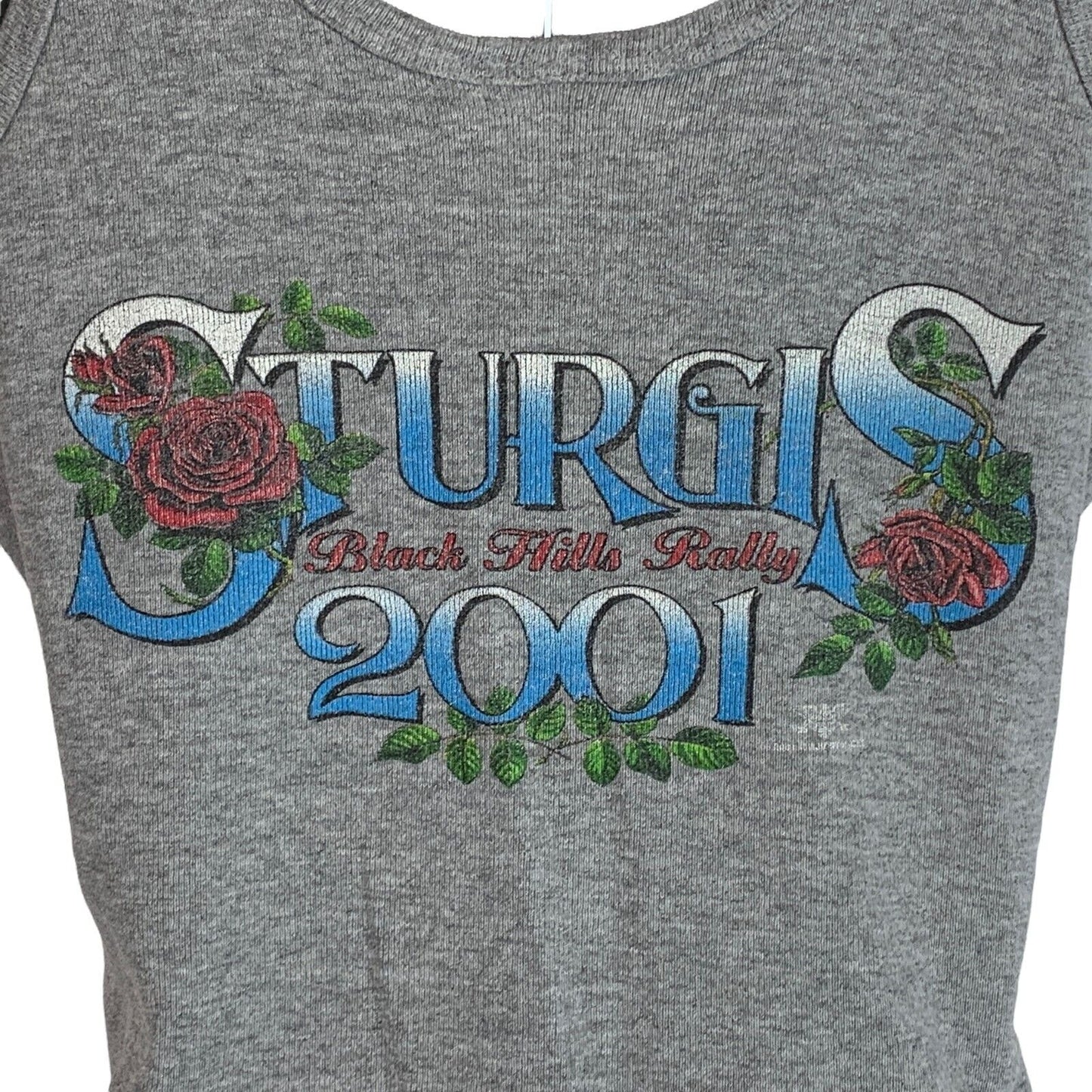 Vintage Sturgis Bike Rally Womens Tank Top Small Y2Ks 2001 Motorcycle Shirt Gray