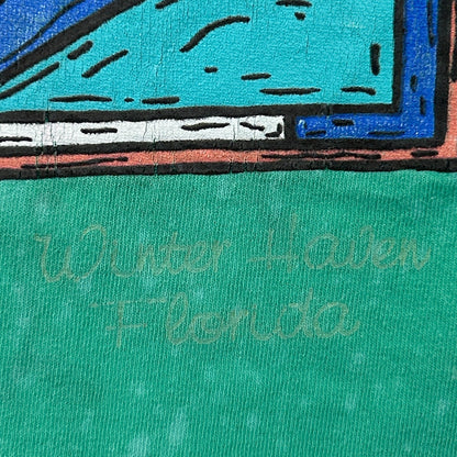 Vintage 90s Sailboat T Shirt Sailing Yachting Nautical Made In USA Green S Small