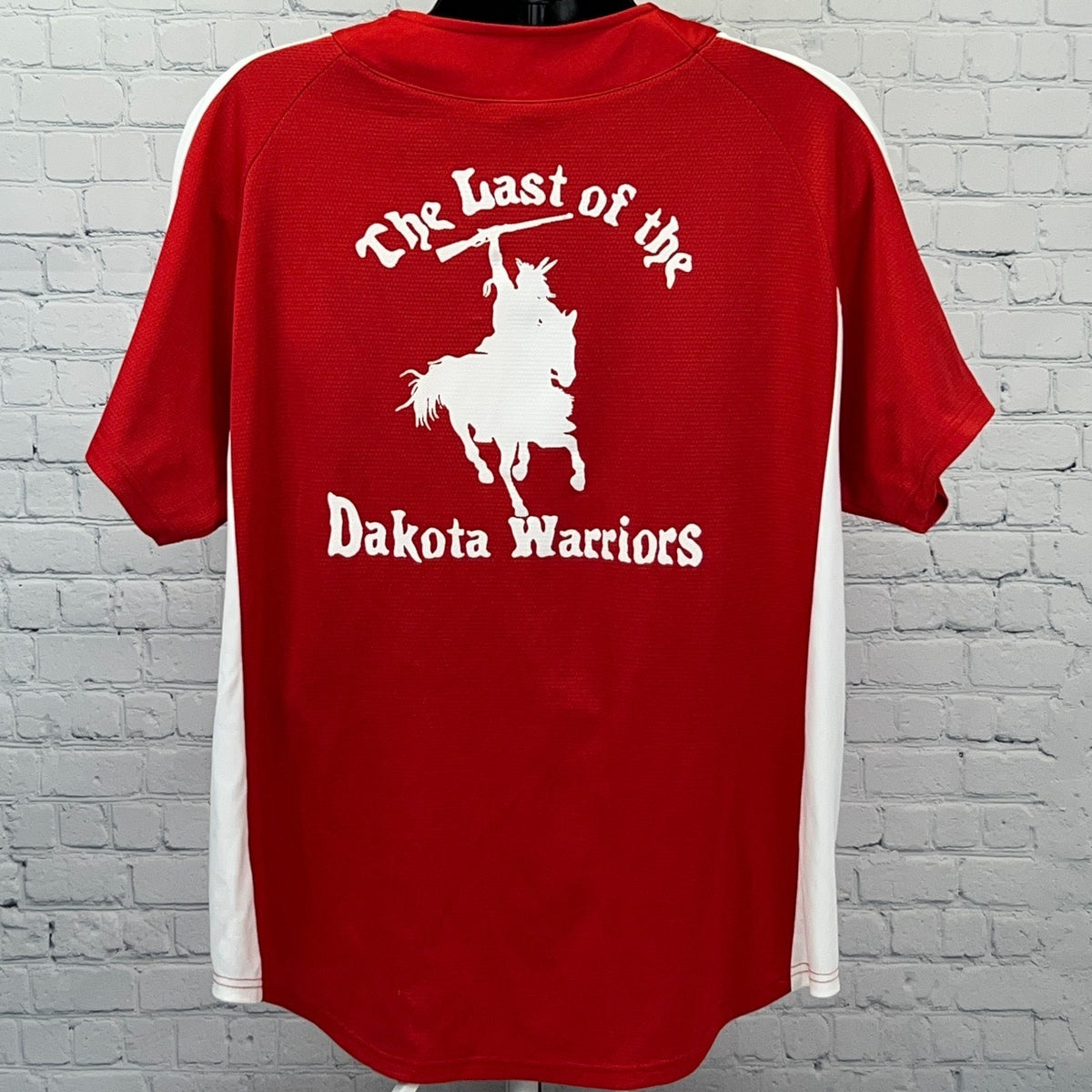 Vintage D Troop Dakota Warriors Cavalry Baseball Jersey XL X-Large Red Champion