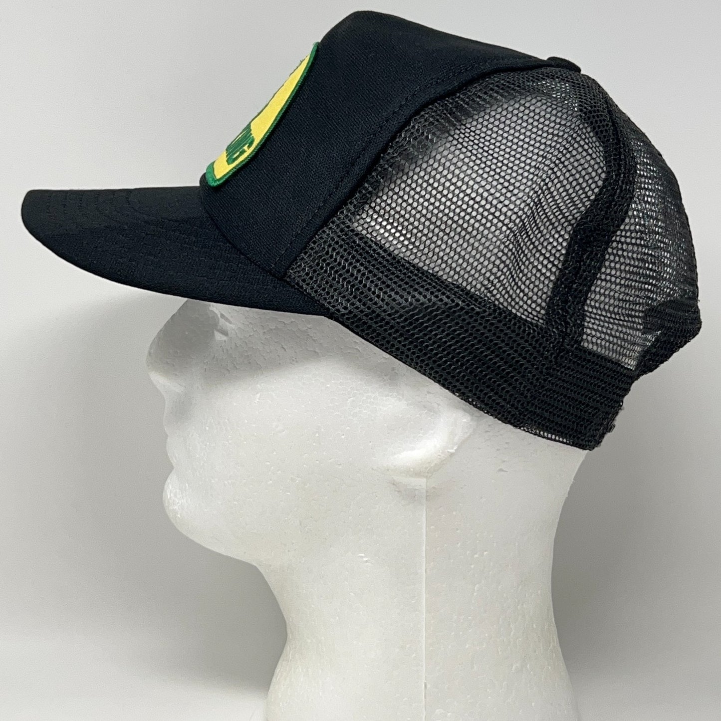 Vintage 80s Farm King Patch Trucker Hat Baseball Cap USA Mesh Snapback Black