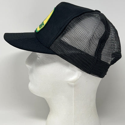 Vintage 80s Farm King Patch Trucker Hat Baseball Cap USA Mesh Snapback Black
