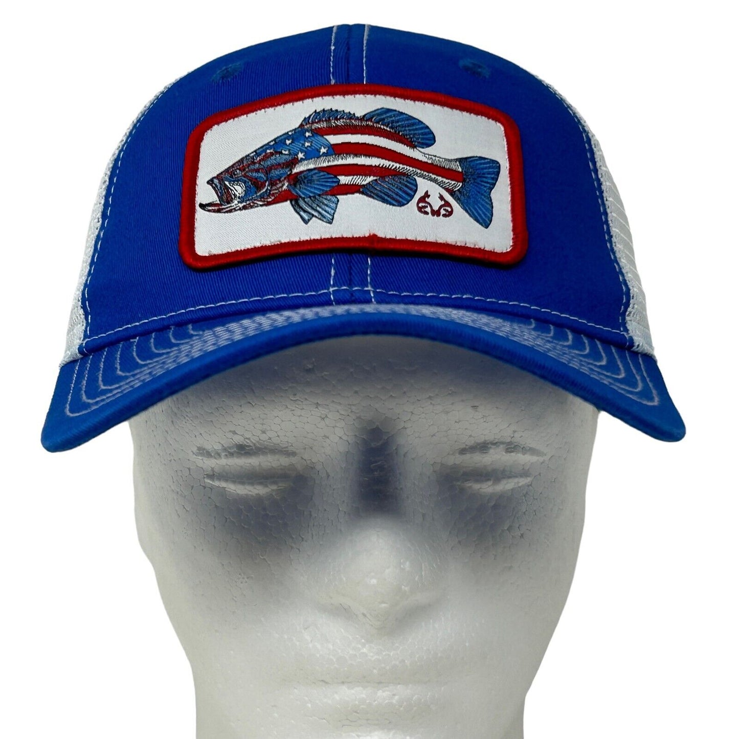 Realtree Patriotic Fishing Trucker Hat Fisherman Blue Mesh Snapback Baseball Cap