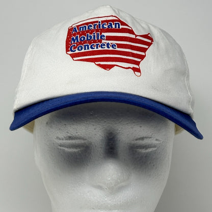 Vintage 90s American Mobile Concrete Hat Baseball Cap 5 Panel Snapback White