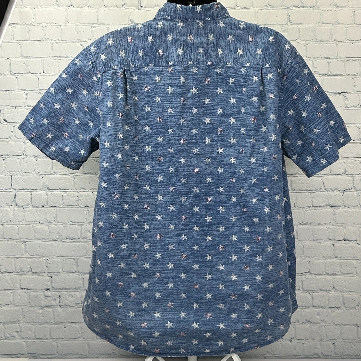 Outdoor Life USA Flag Stars Stripes Button Front Shirt Blue Patriotic XL X-Large - Neon Vintage